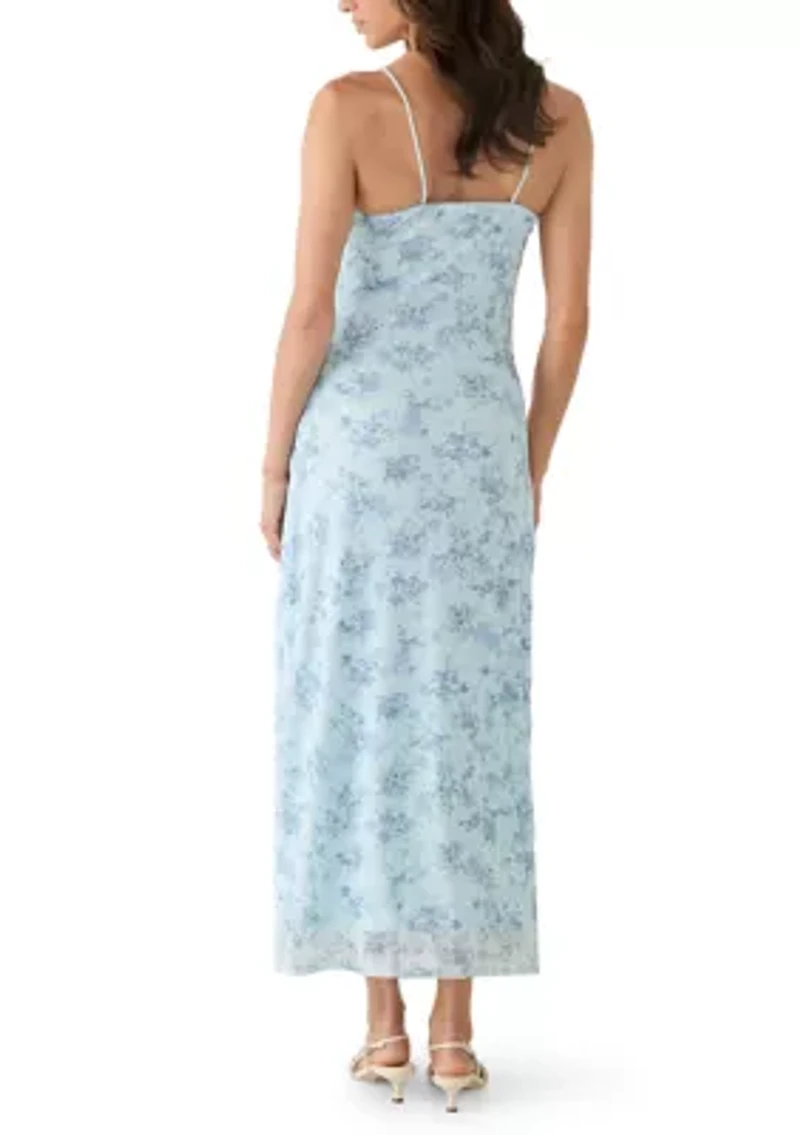 Women's Empire Waist Dress with Lace Slit