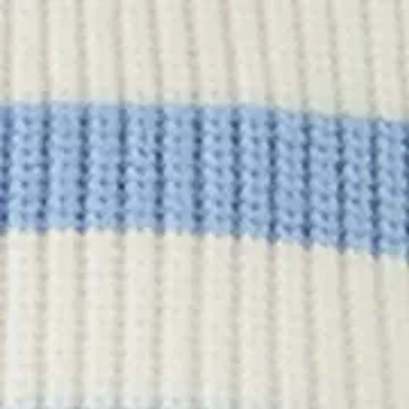 Women's Short Puff Sleeve Striped Crew Neck Sweater