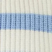 Women's Short Puff Sleeve Striped Crew Neck Sweater