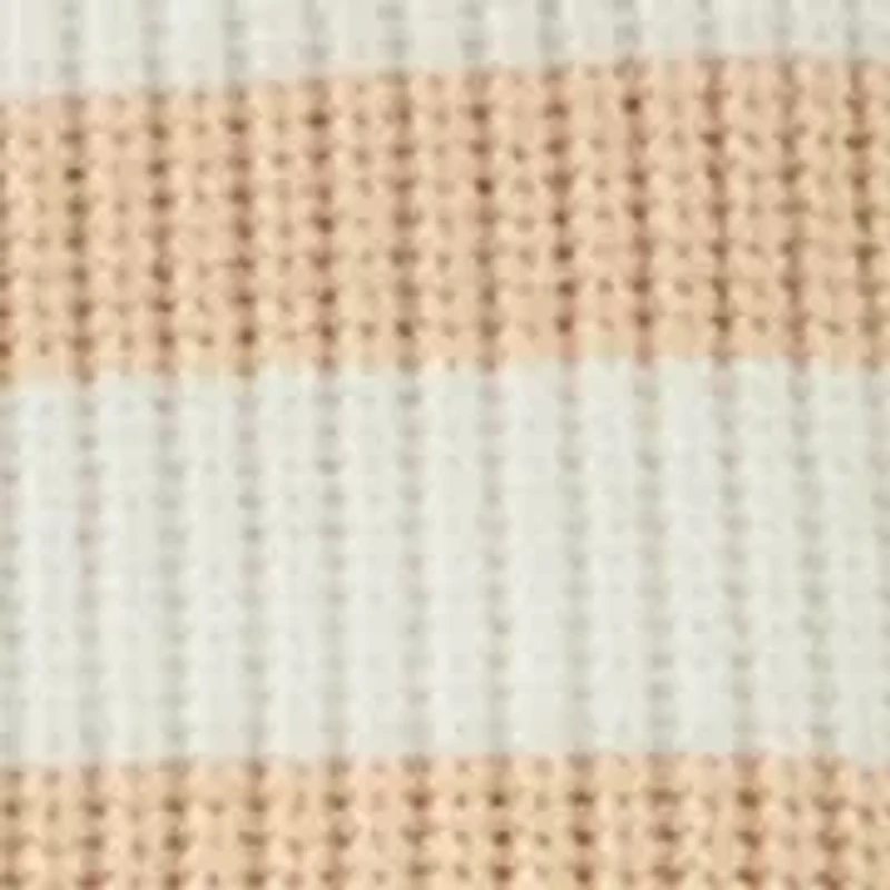 Women's Short Puff Sleeve Striped Crew Neck Sweater