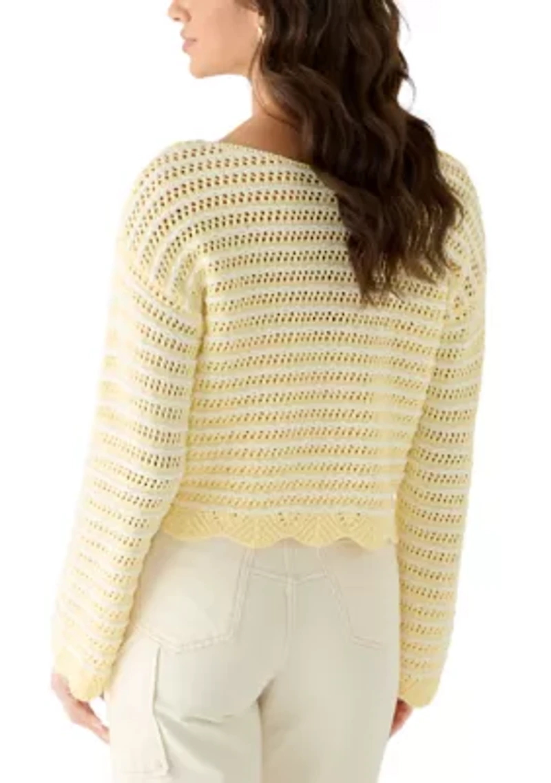 Women's Boat Neck Scalloped Sweater