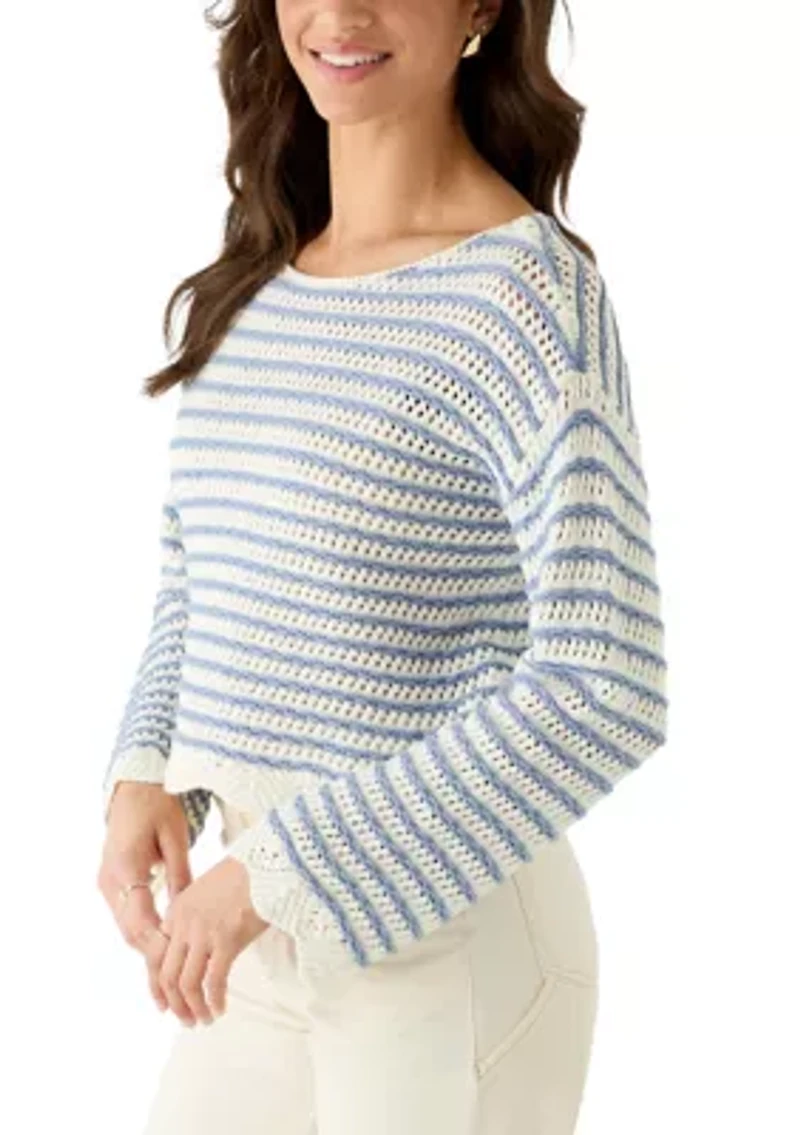 Women's Boat Neck Scalloped Pull On Sweater