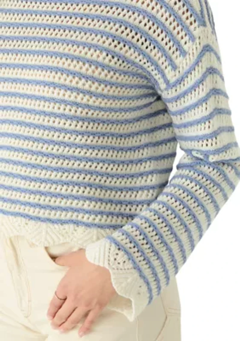 Women's Boat Neck Scalloped Pull On Sweater