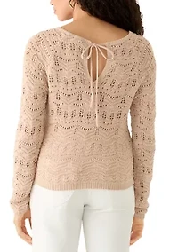 Women's Long Sleeves Tie Back Sweater