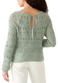 Women's Long Sleeves Tie Back Sweater
