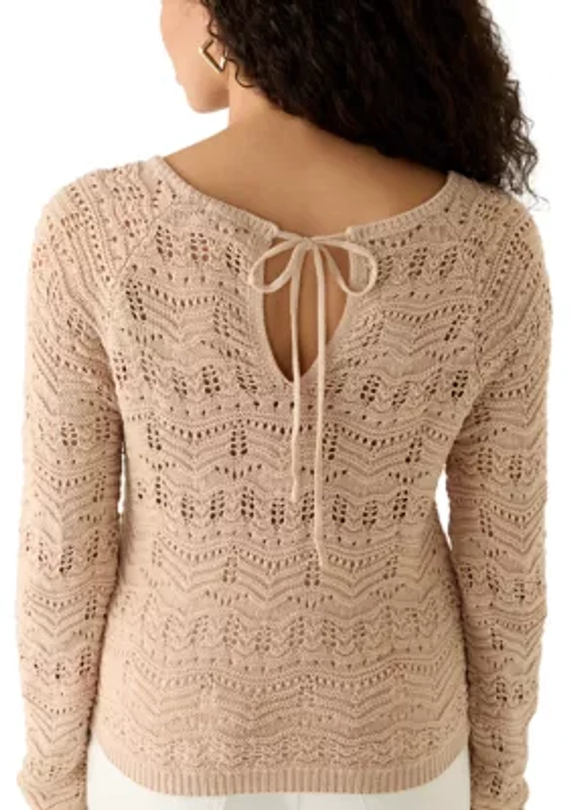 Women's Long Sleeves Tie Back Sweater