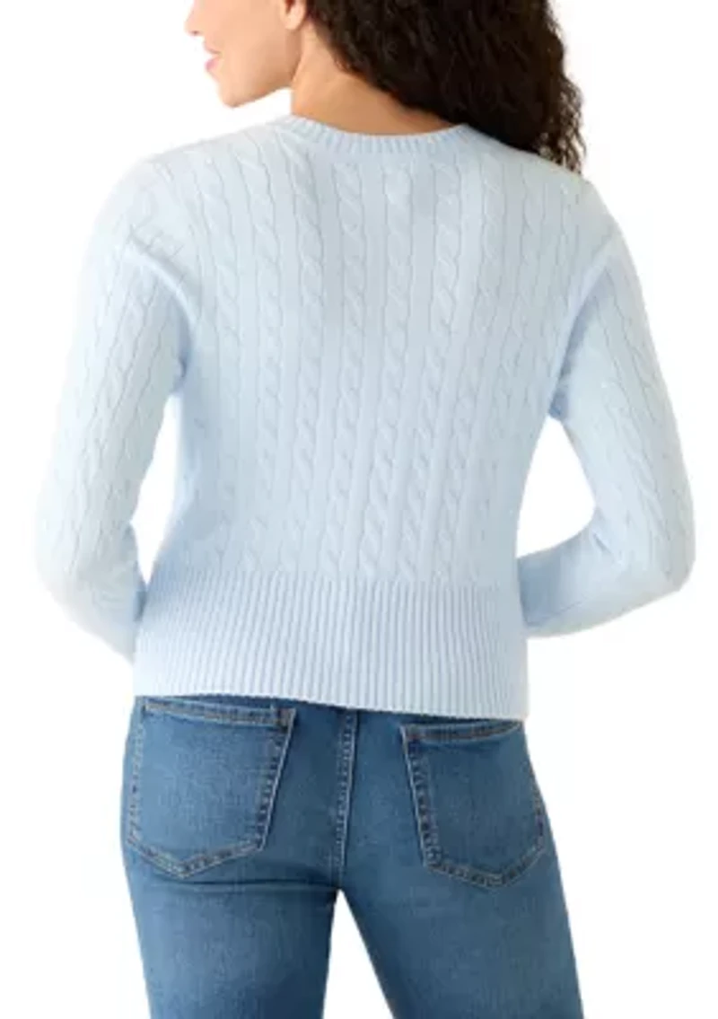 Women's Long Sleeve Crew Neck Button Up Cardigan