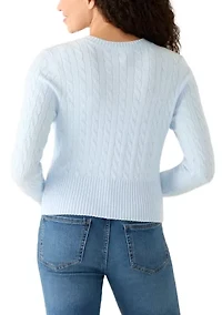 Women's Long Sleeve Crew Neck Button Up Cardigan