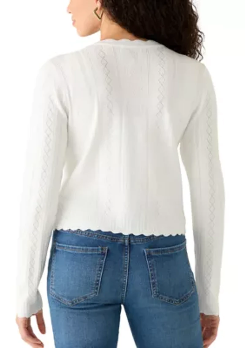 Women's Long Sleeve Scallop Neck Cardigan
