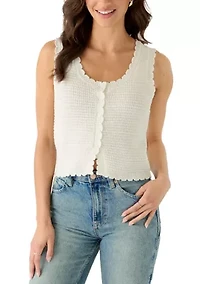Women's Scoop Neck Button Front Vest