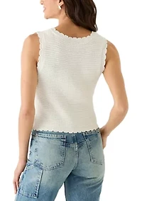 Women's Scoop Neck Button Front Vest