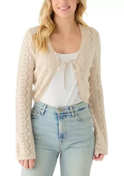 Women's Long Sleeve Tie Front Cardigan