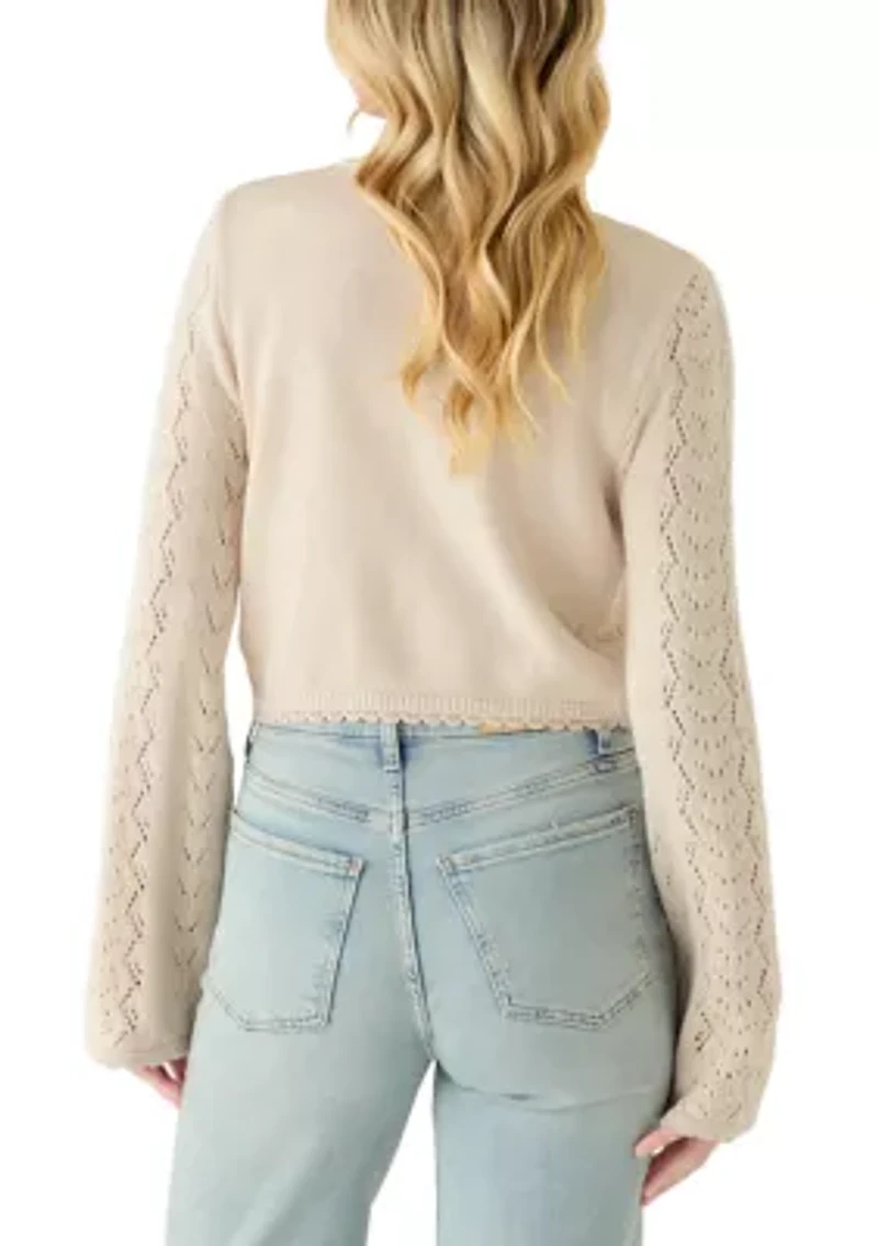 Women's Long Sleeve Tie Front Cardigan