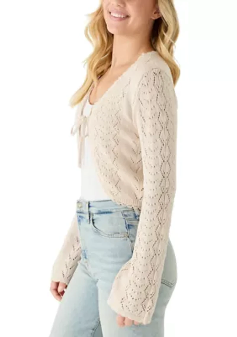 Women's Long Sleeve Tie Front Cardigan