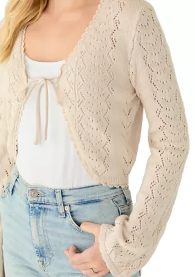 Women's Long Sleeve Tie Front Cardigan