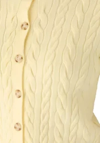 Women's Short Sleeve Crew Neck Cable Knit Cardigan