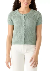 Women's Short Sleeve Button Front Cardigan