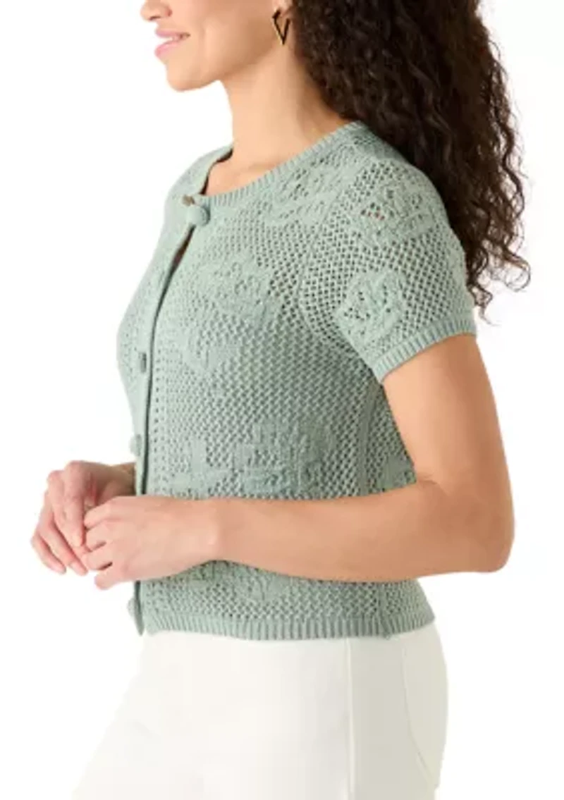 Women's Short Sleeve Button Front Cardigan