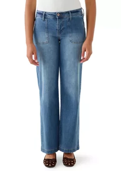 Women's Wide Leg Jeans with Pork Chop Pockets