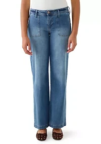 Women's Wide Leg Jeans with Pork Chop Pockets