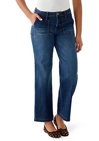 Women's Wide Leg Jeans with Pork Chop Pockets