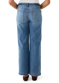 Women's Wide Leg Jeans with Pork Chop Pockets