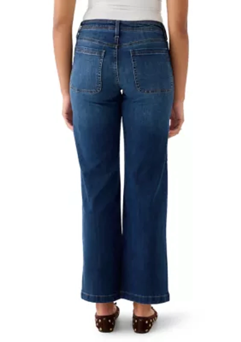 Women's Wide Leg Jeans with Pork Chop Pockets