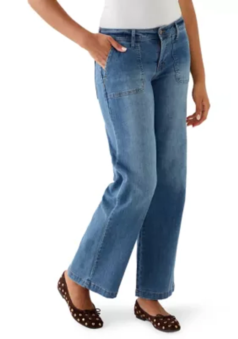 Women's Wide Leg Jeans with Pork Chop Pockets