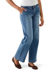 Women's Wide Leg Jeans with Pork Chop Pockets