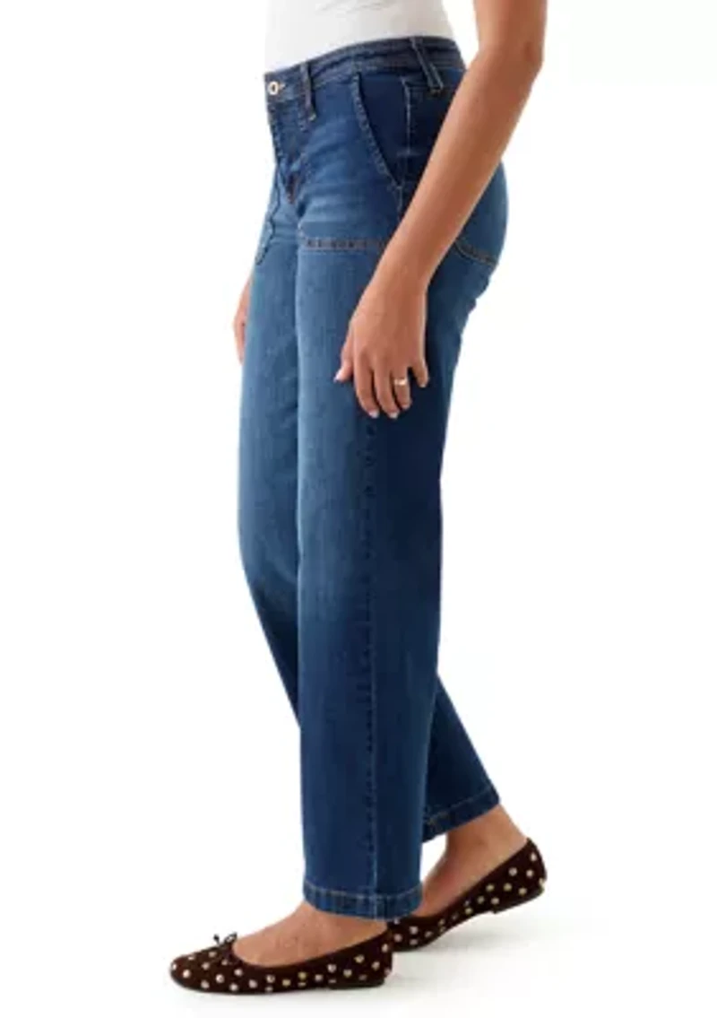 Women's Wide Leg Jeans with Pork Chop Pockets