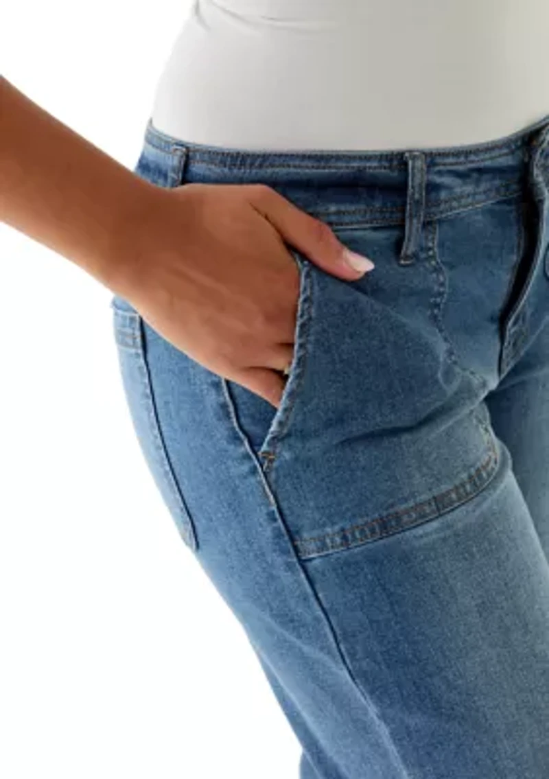Women's Wide Leg Jeans with Pork Chop Pockets