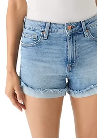Women's Ultra-High-Rise Curvy Flip Fray Cuff Shorts
