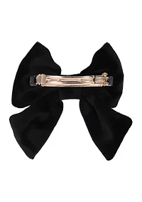 Embellished Velvet Bow Barrette, Onyx