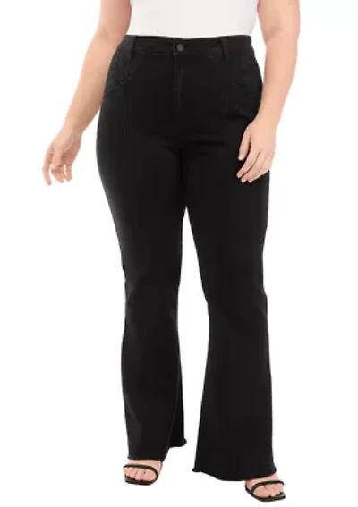 Plus Exposed Seam Flare Jeans