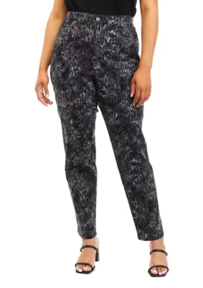 Plus Printed Wide Leg Pants