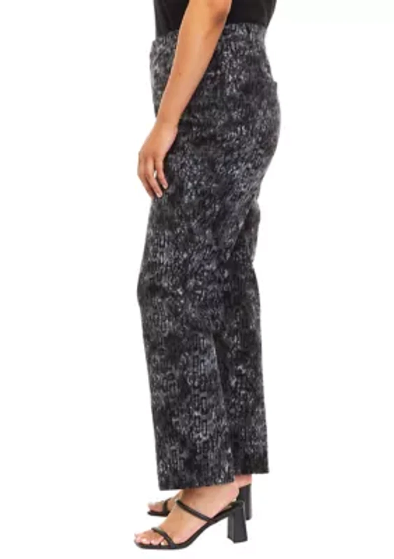 Plus Printed Wide Leg Pants