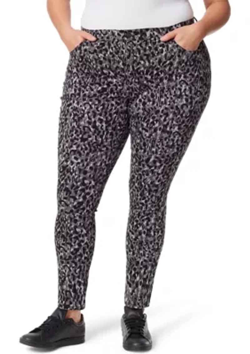 Plus Amanda Skinny Groove Leopard Print Jeans