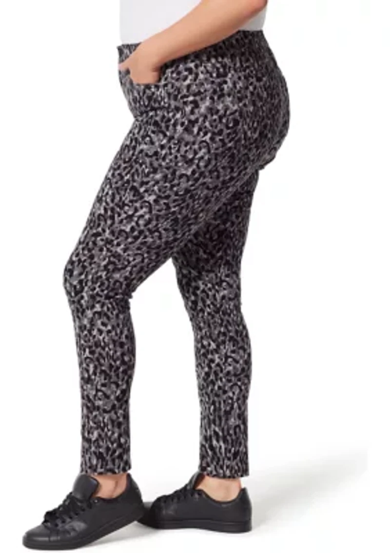 Plus Amanda Skinny Groove Leopard Print Jeans