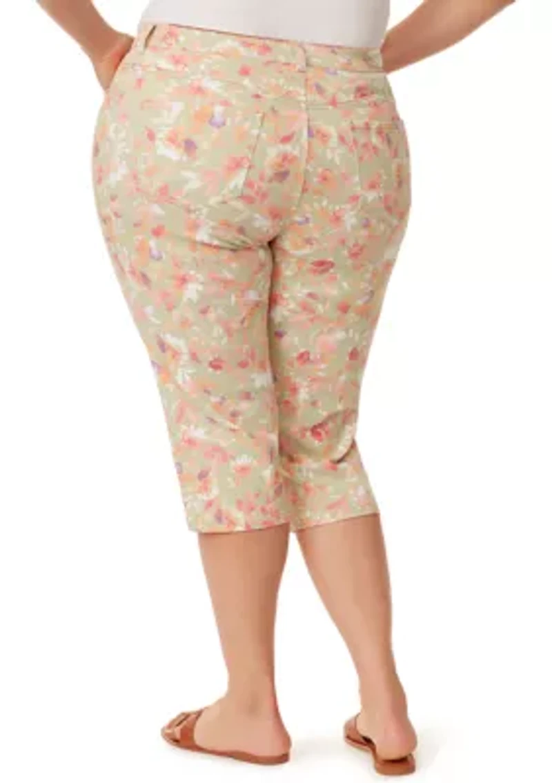 Plus Amanda Print Capri Bahia Flora Pants