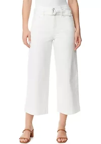 Women's Cropped Denim Belted Trouser Pants