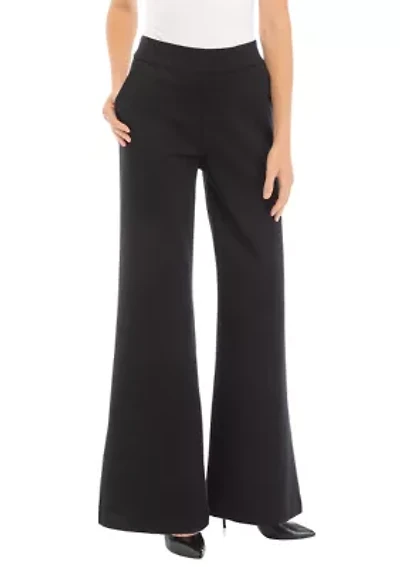 Women's Pull On Ponte Wide Leg Trouser Pants