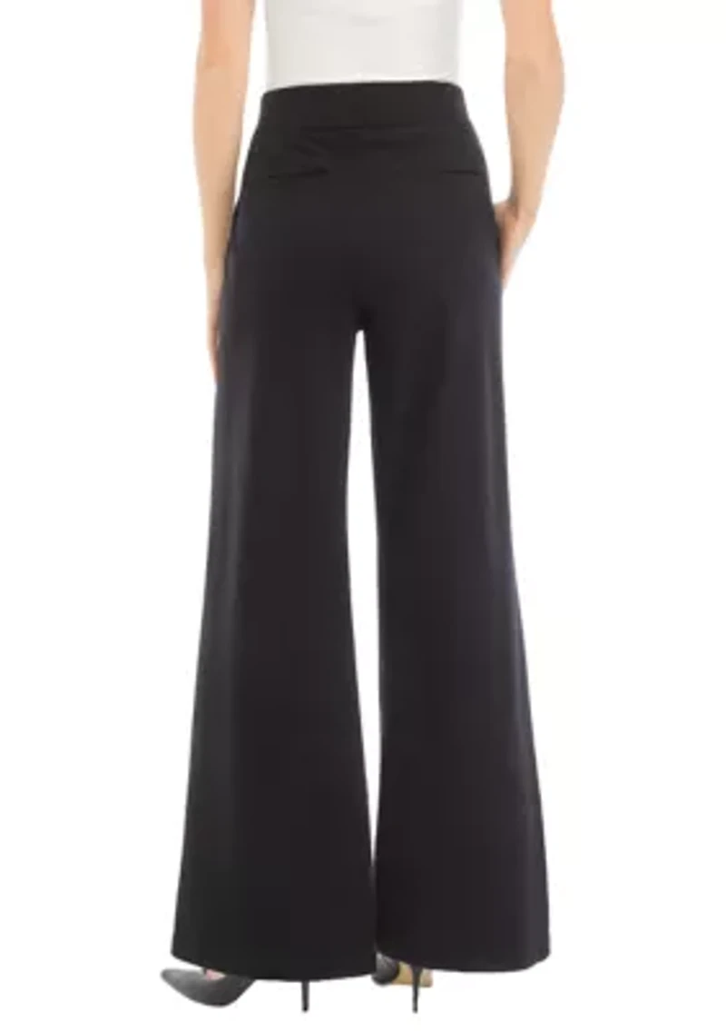 Women's Pull On Ponte Wide Leg Trouser Pants