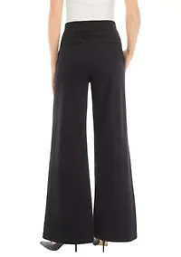 Women's Pull On Ponte Wide Leg Trouser Pants