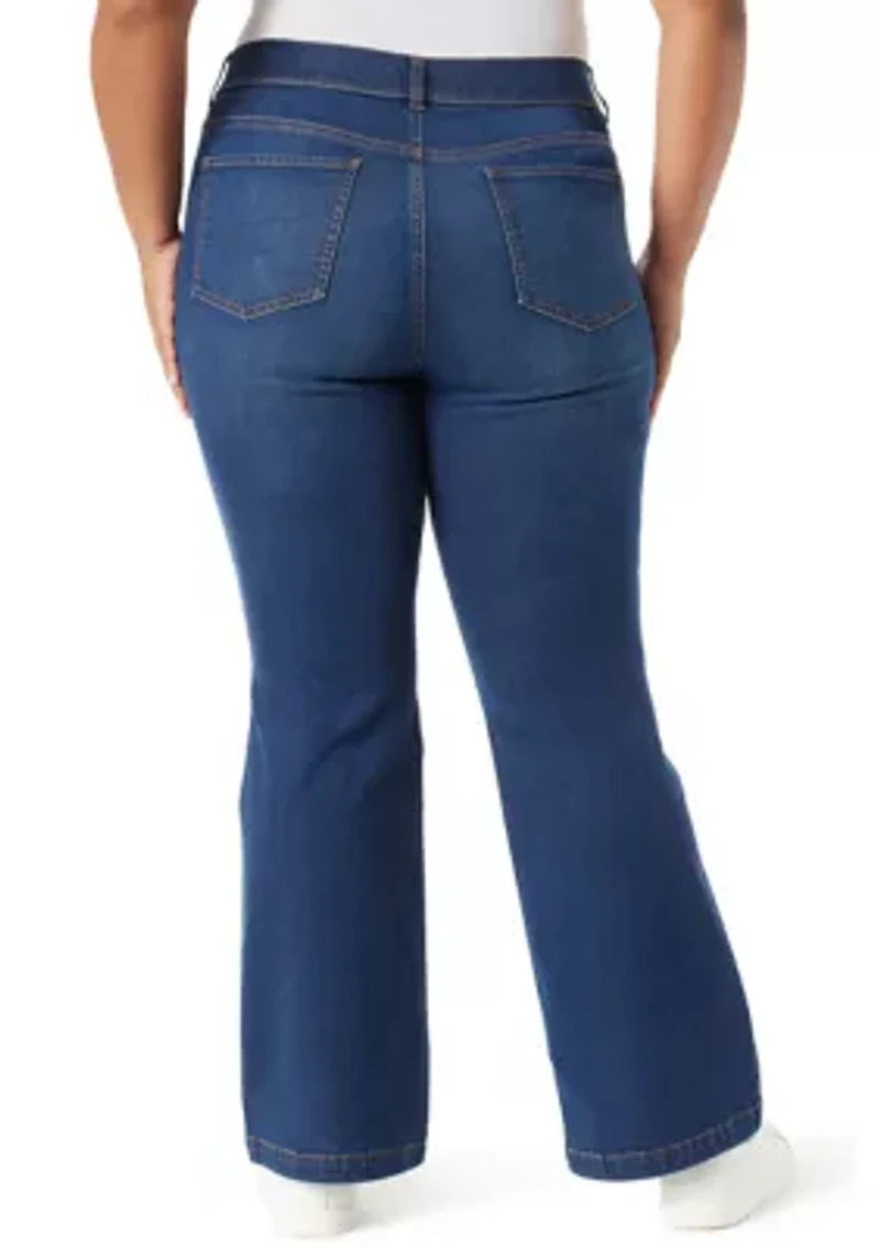 Plus Shape Effect Flared Leg Denim Jeans