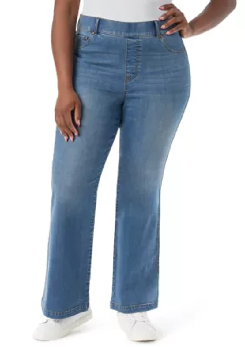 Plus Shape Effect Flared Leg Denim Jeans