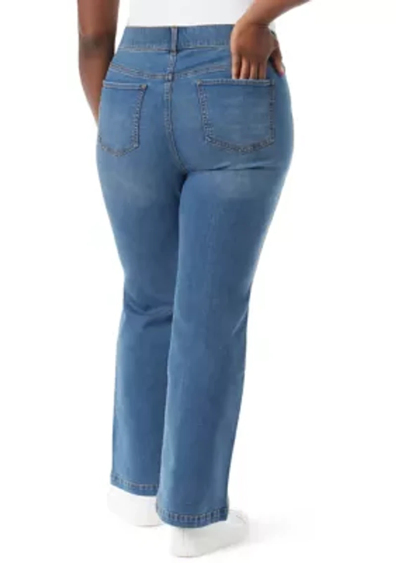 Plus Shape Effect Flared Leg Denim Jeans