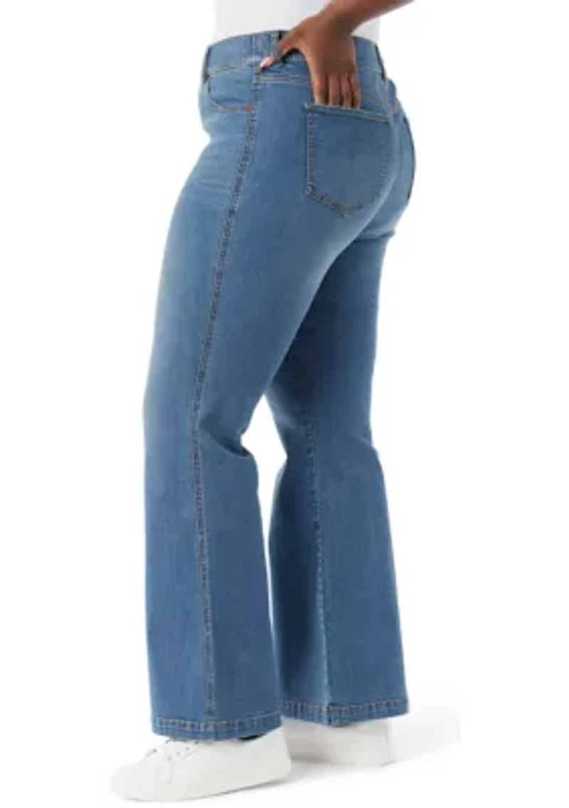 Plus Shape Effect Flared Leg Denim Jeans