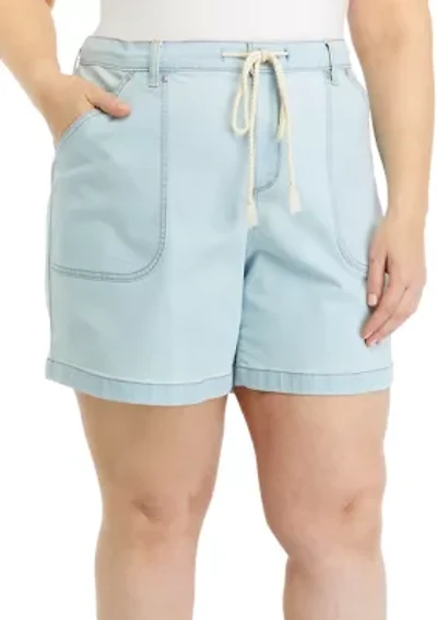 Plus High Rise Patch Pocket Shorts