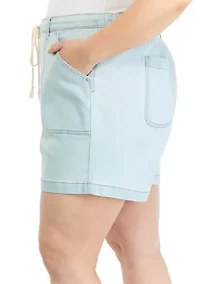 Plus High Rise Patch Pocket Shorts