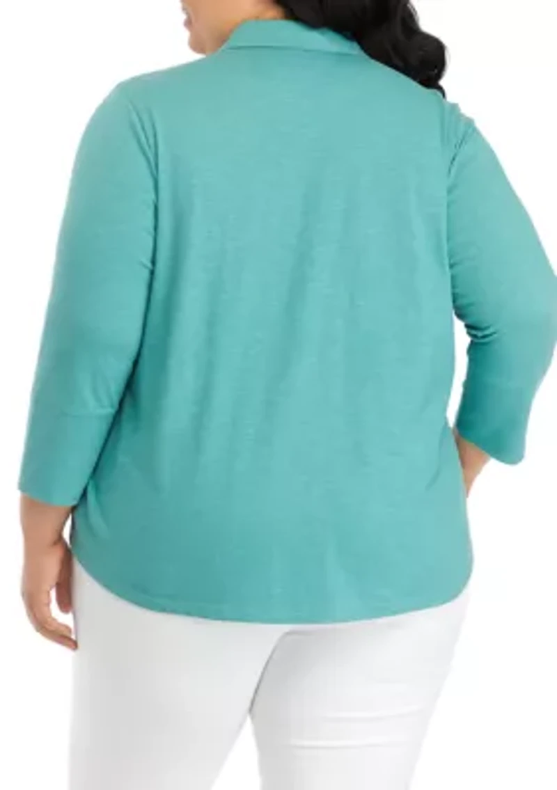 Plus Ashten Button Down Knit Top